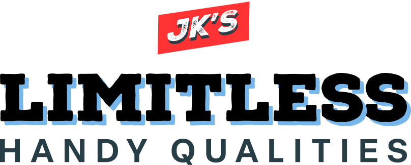 JK's Limitless Handy Qualities logo with bold black and blue typography